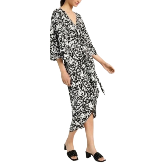 Wayne Cooper Monochrome V Neck Dolman Sleeve Midi Dress Size 14 NWT - Picture 9 of 9